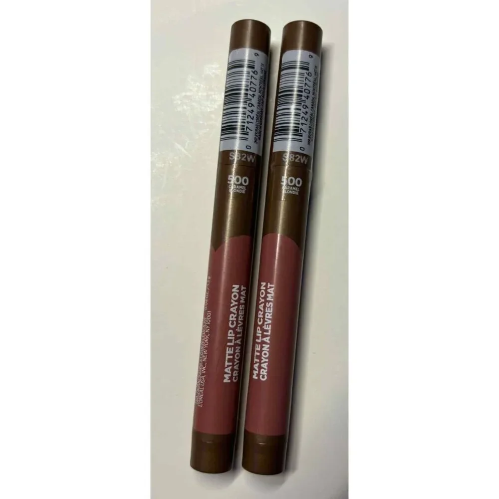 LOreal Matte Lip Crayon 500 Caramel Blondie Lot of 2